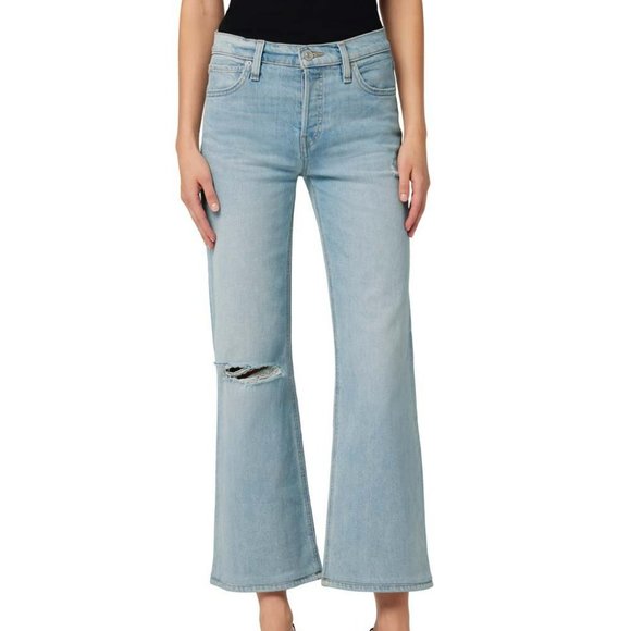 Hudson | Memory Denim Distressed Rosie Wide-Leg Ankle Jeans - Picture 2 of 8